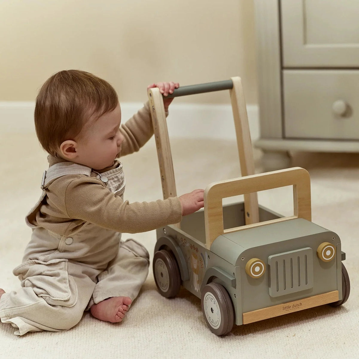 Carrito de Empuje Coche Safari de Madera - Little Dutch