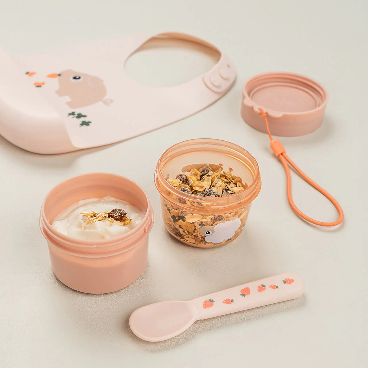 Contenedor Alimentos Doble Tiny Farm Rosa - Done By Deer