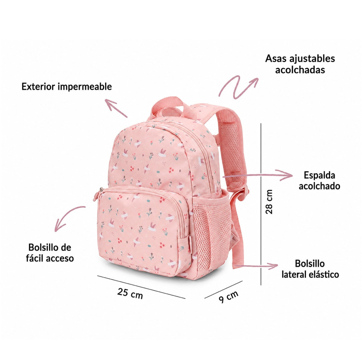 Mochila Infantil Blossom Birds - Tutete