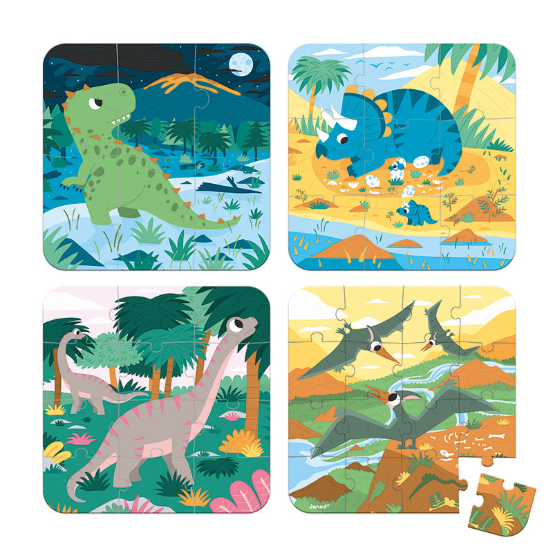 Set 4 Puzzles Evolutivos Dinosaurios - Janod