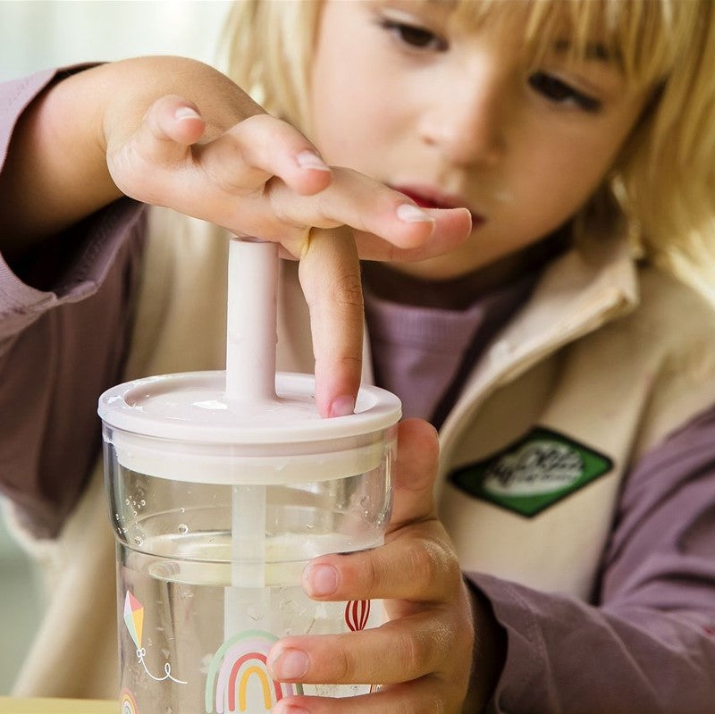 Vaso con Pajita 250 ml Arcoíris - Little Dutch