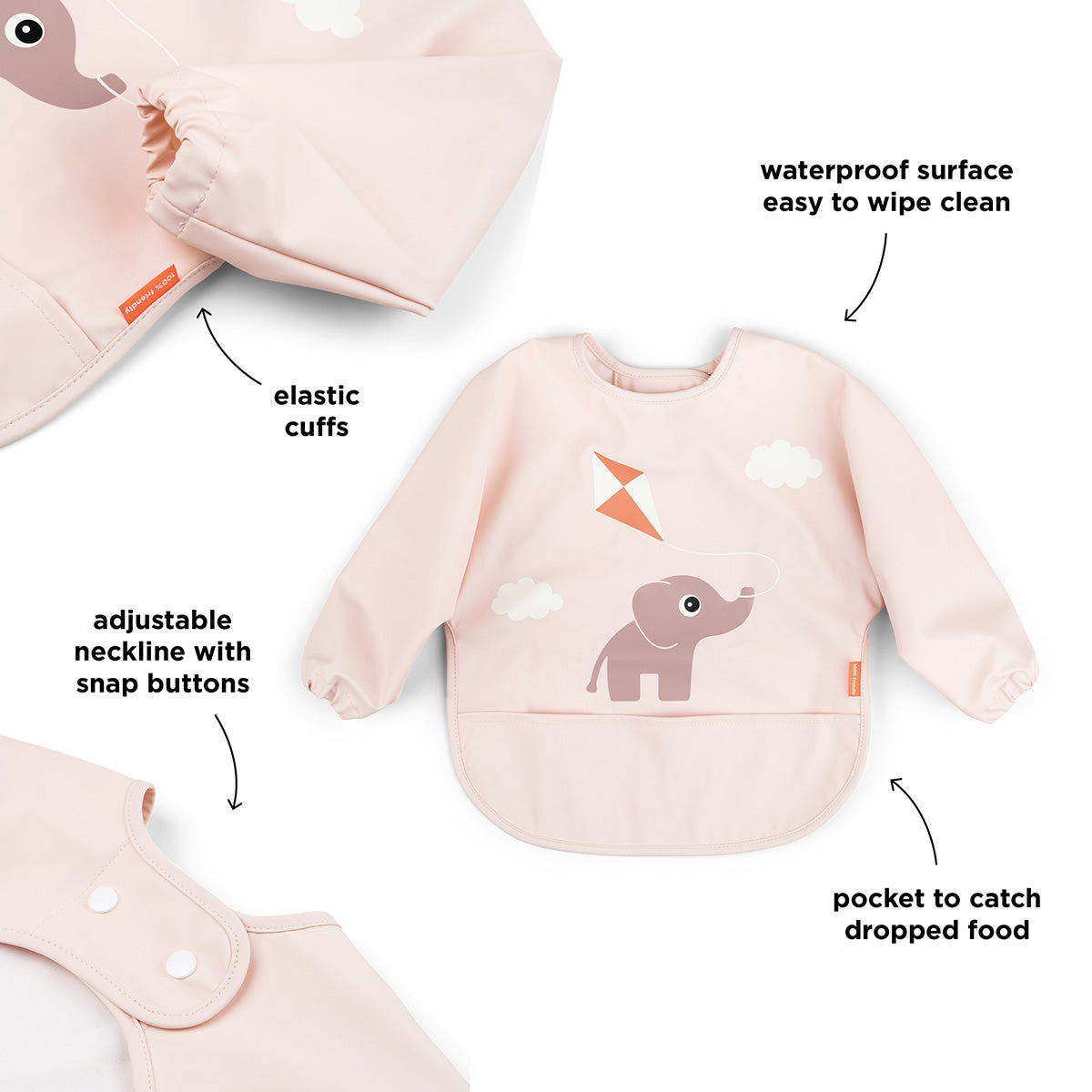 Babero con Bolsillo y Mangas Playground Rosa - Done by Deer