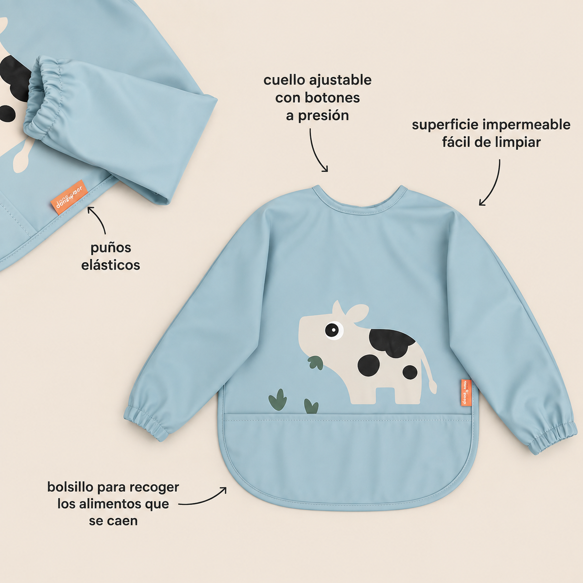 Babero con Bolsillo y Mangas Tiny Farm Azul - Done by Deer