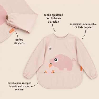 Babero con Bolsillo y Mangas Tiny Farm Rosa - Done by Deer