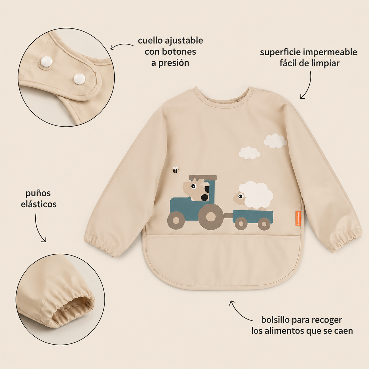 Babero con Bolsillo y Mangas Tiny Farm Arena - Done by Deer
