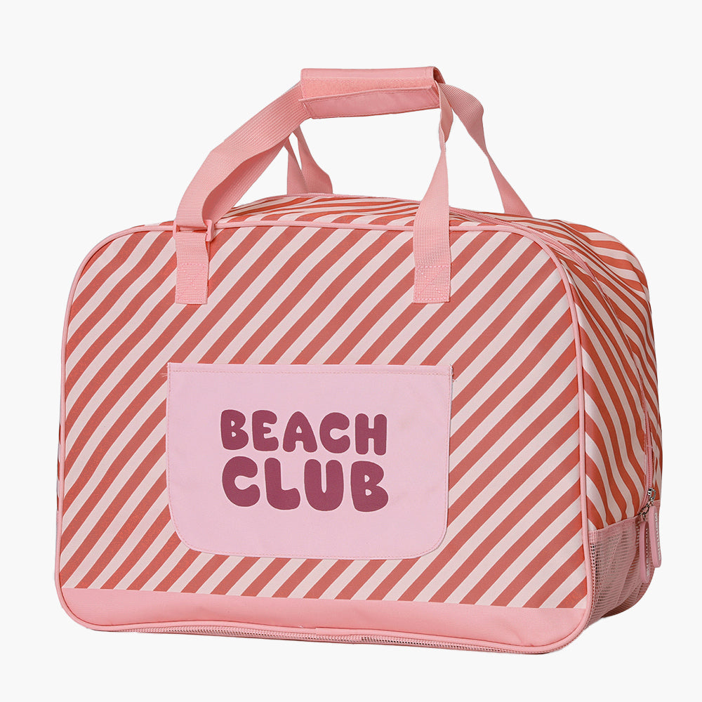 Bolso de Playa Antiarena con Rejilla Stripes Rosa - Monnëka