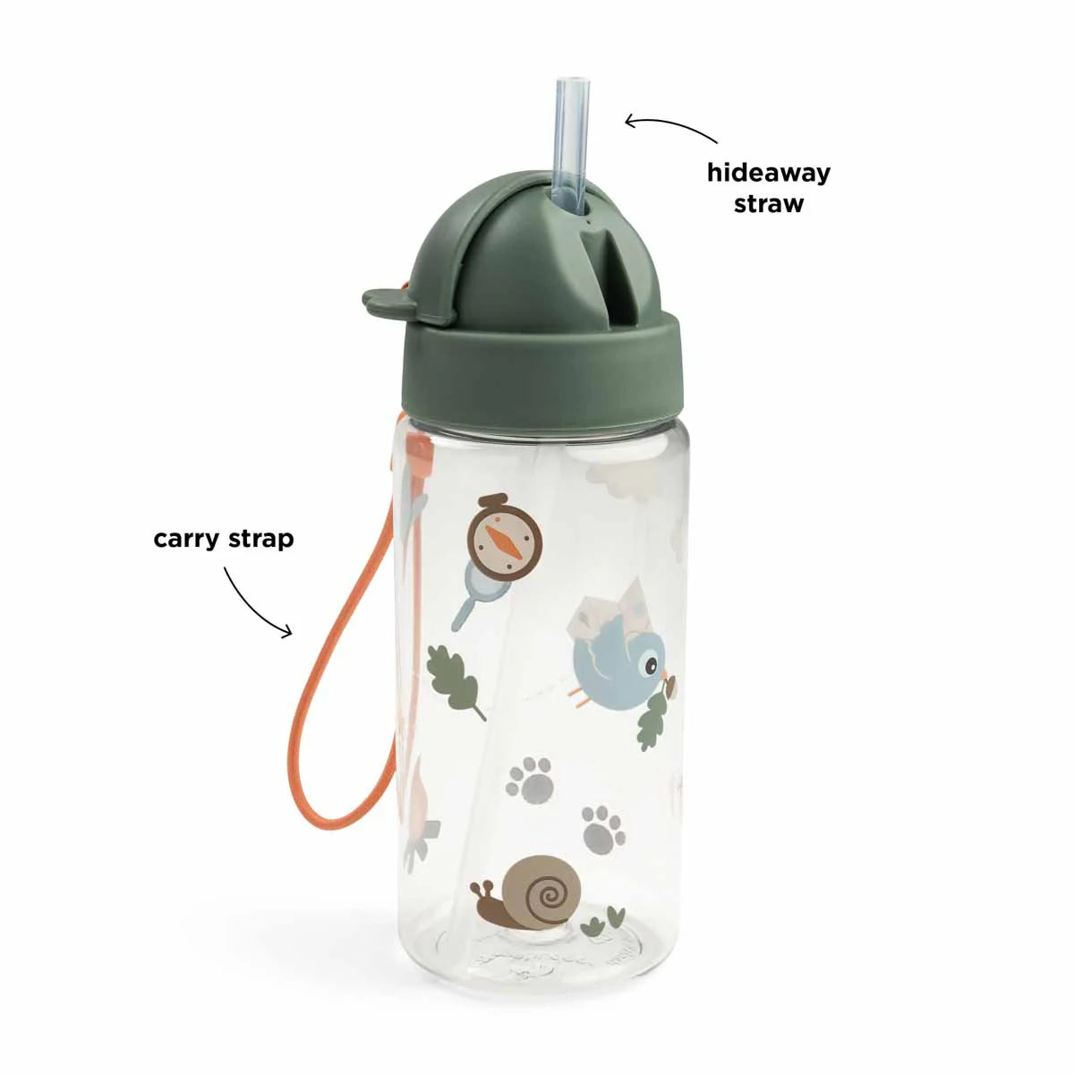 Botella con Pajita Tiny Trails Verde - Done By Deer