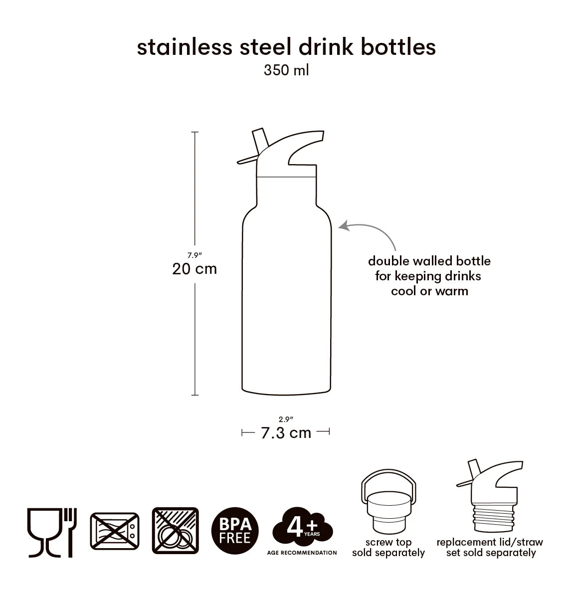 Botella de Acero 350 ml Dinosaurios - A Little Lovely Company