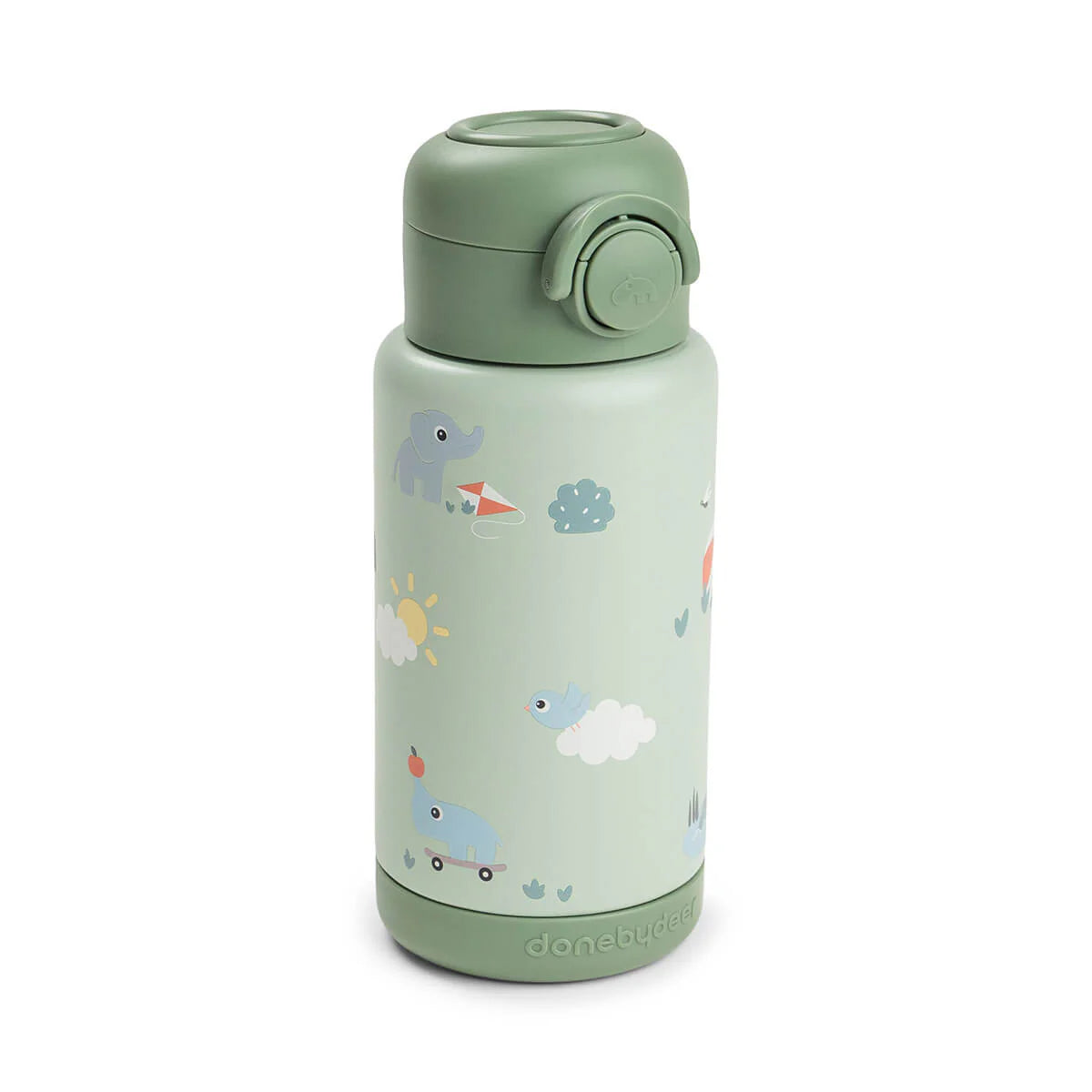 Botella Térmica con Pajita Playground Verde 340 ml - Done By Deer