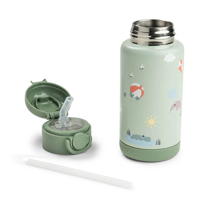 Botella Térmica con Pajita Playground Verde 340 ml - Done By Deer