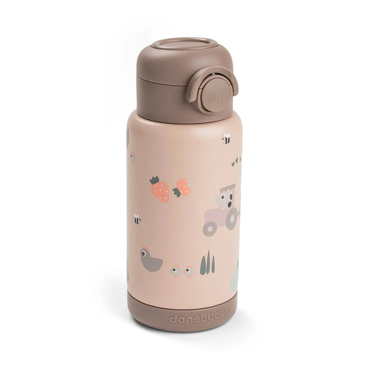 Botella Térmica con Pajita Tiny Farm Rosa 340 ml - Done By Deer