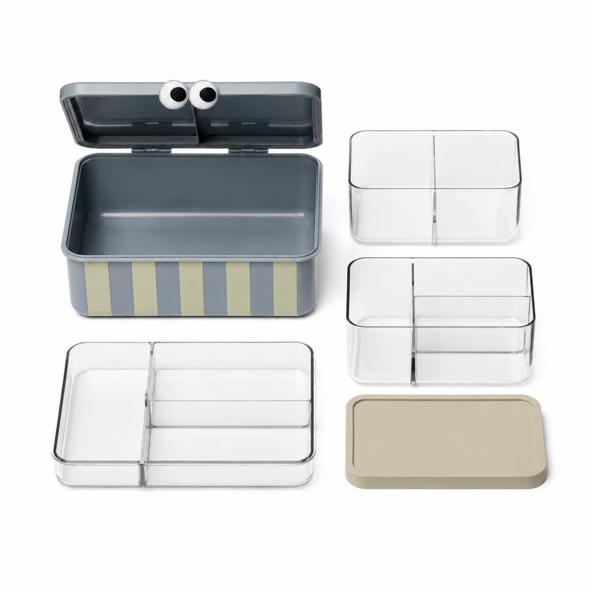 Caja Almuerzo con 3 Bandejas Extraíbles Azul - Noui Noui