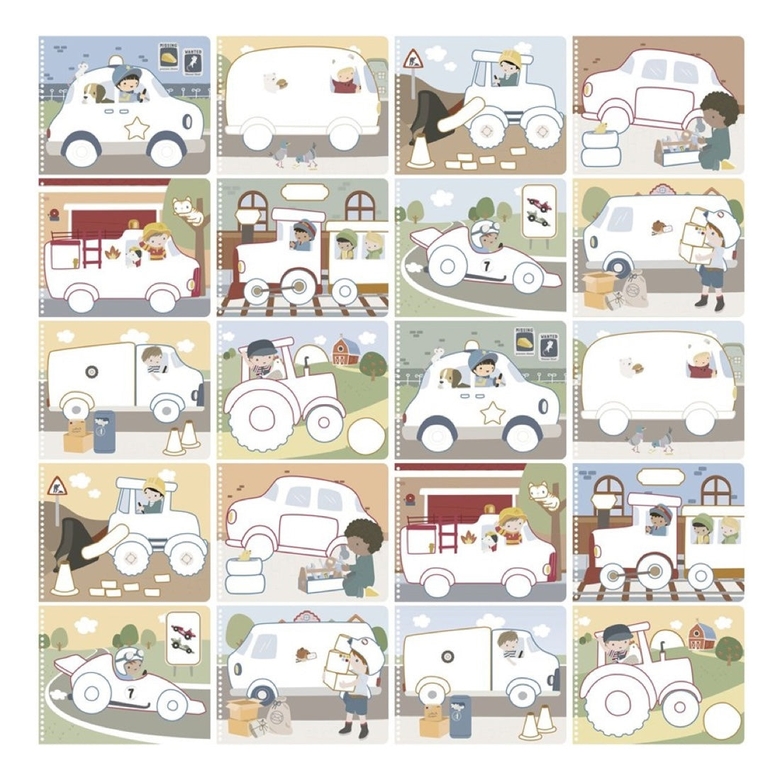 Libro con Lápices los Vehículos de Jim - Little Dutch
