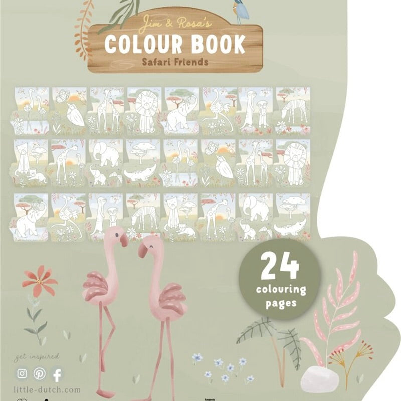Libro para Colorear Flamenco Safari Friends - Little Dutch