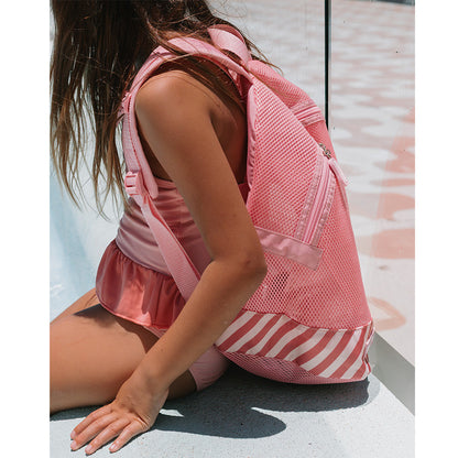 Mochila Infantil Antiarena Stripes Rosa - Monnëka