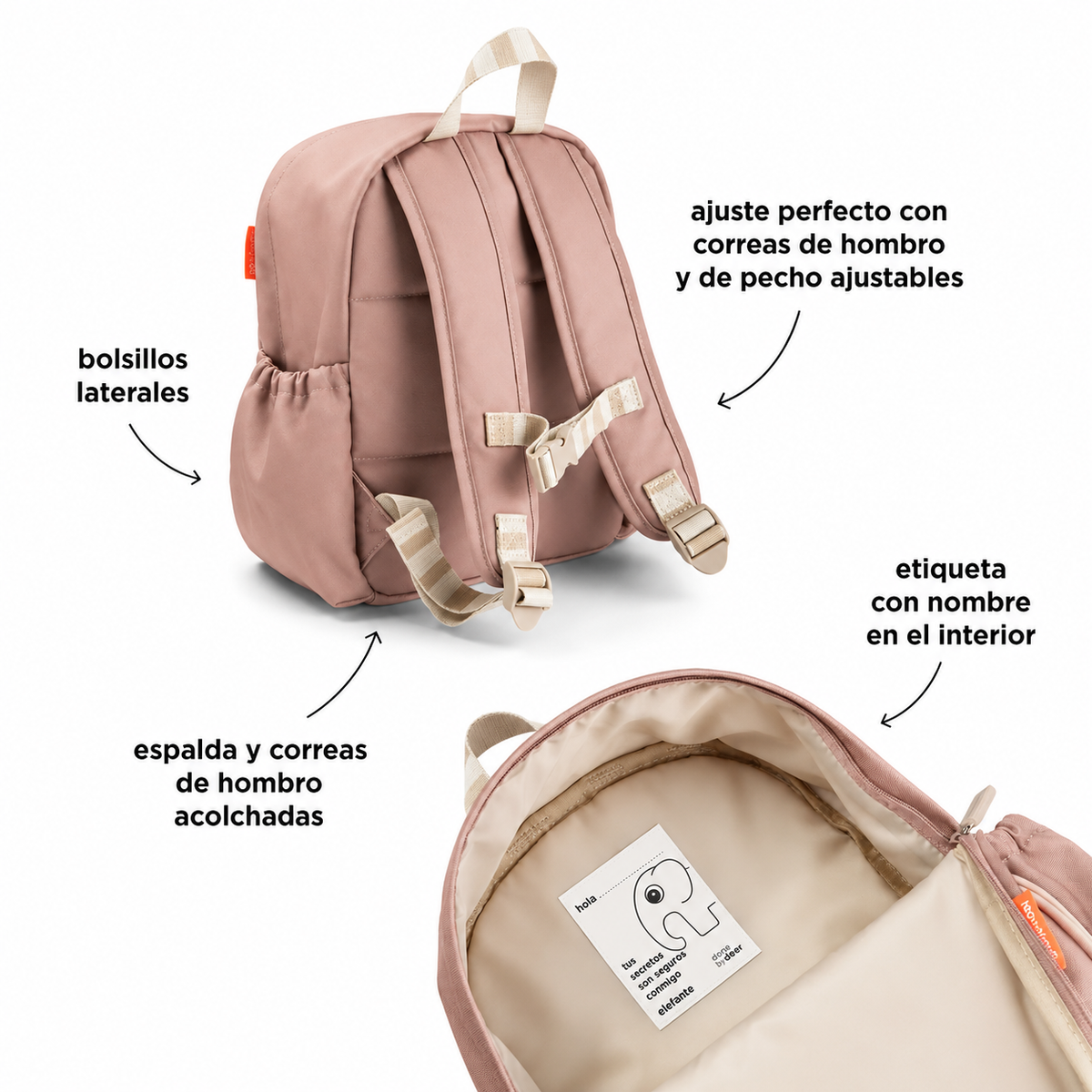 Mochila Infantil Tiny Farm Rosa 7,5L - Done By Deer