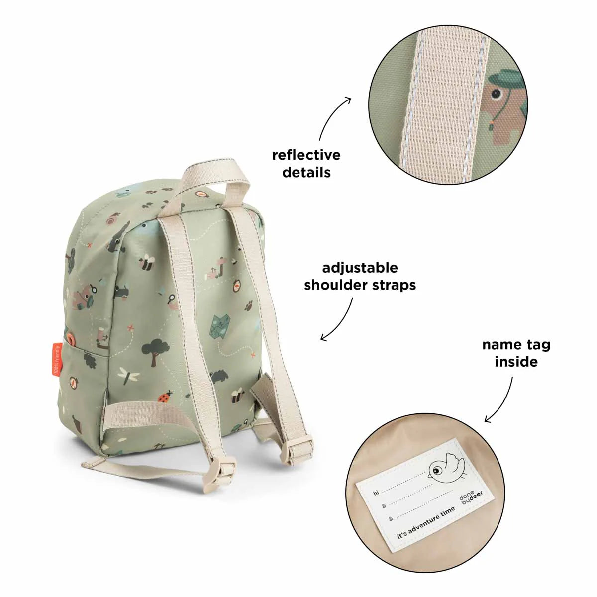 Mochila Infantil Tiny Trails Verde 4L - Done By Deer