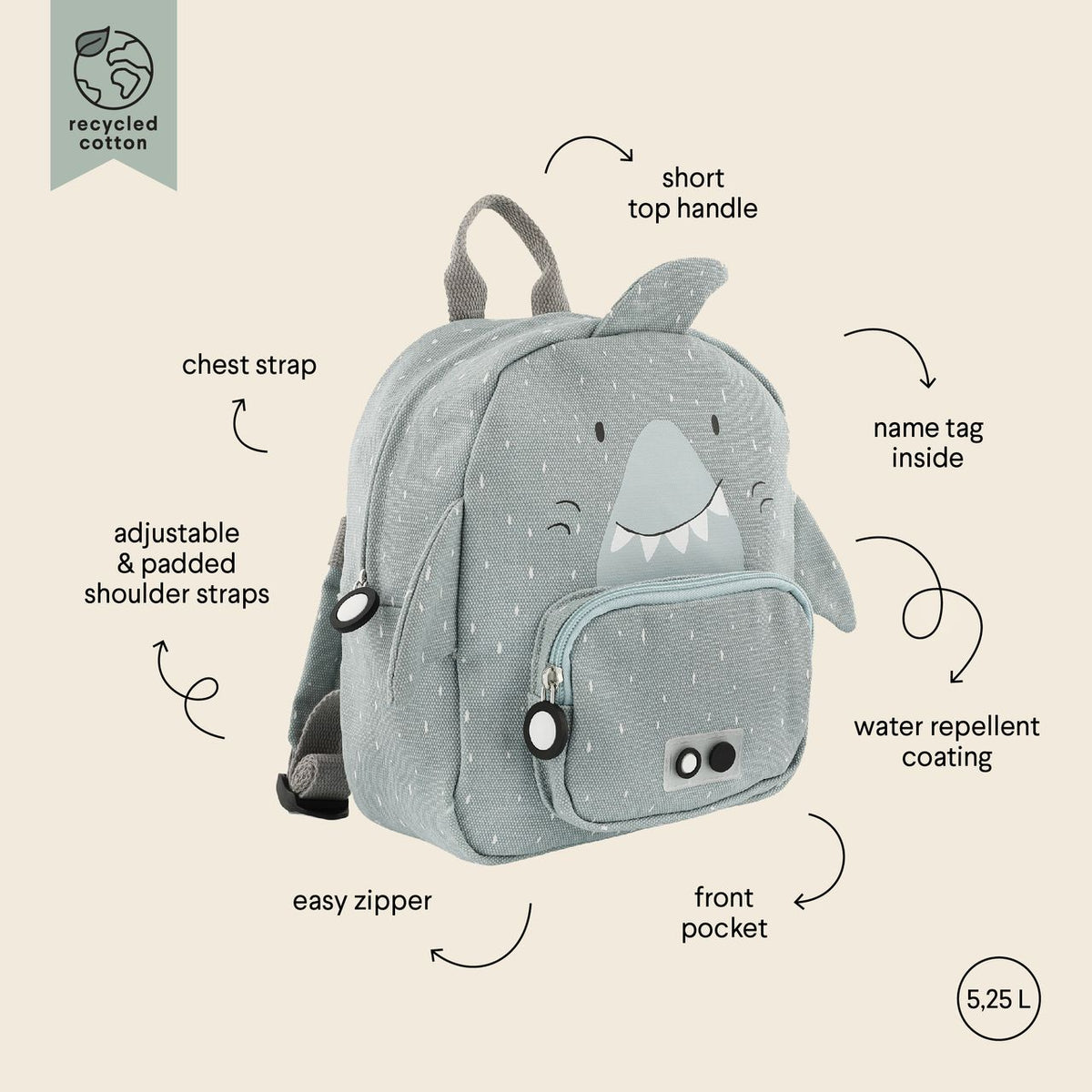 Mochila Pequeña Tiburón - Trixie