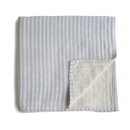 Muselina Algodón Orgánico Blue Stripe - Mushie