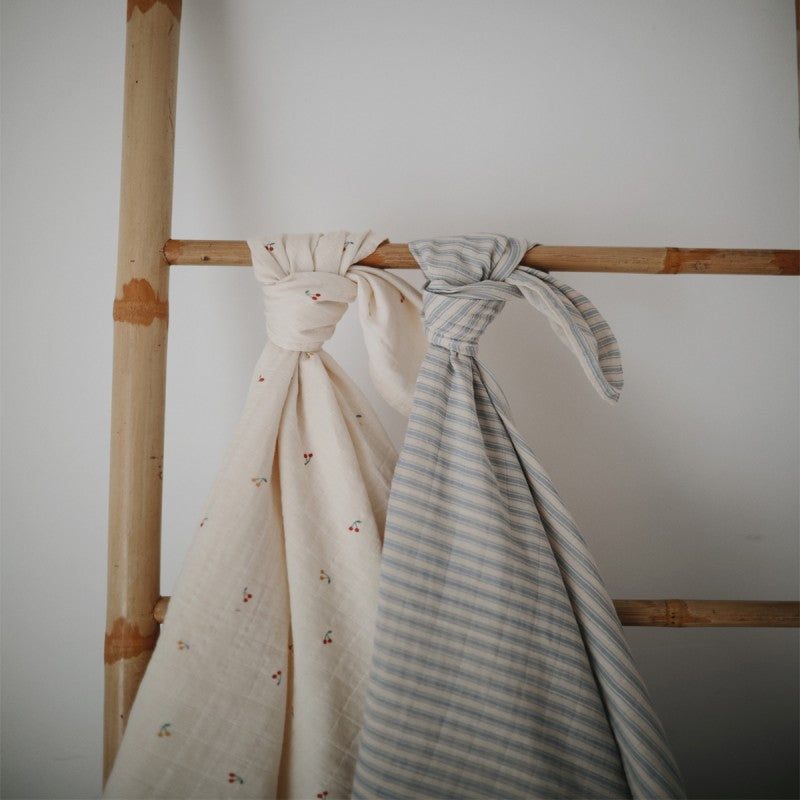 Muselina Algodón Orgánico Blue Stripe - Mushie