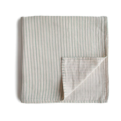 Muselina Algodón Orgánico Sage Stripe - Mushie