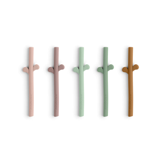 Pack 5 Pajitas Silicona Peekaboo Rosa Mix - Done By Deer