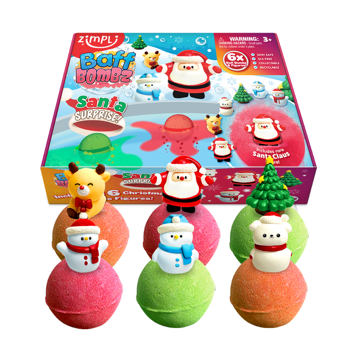 Pack 6 Bombas de Baño Surprise Santa Claus - Zimpli