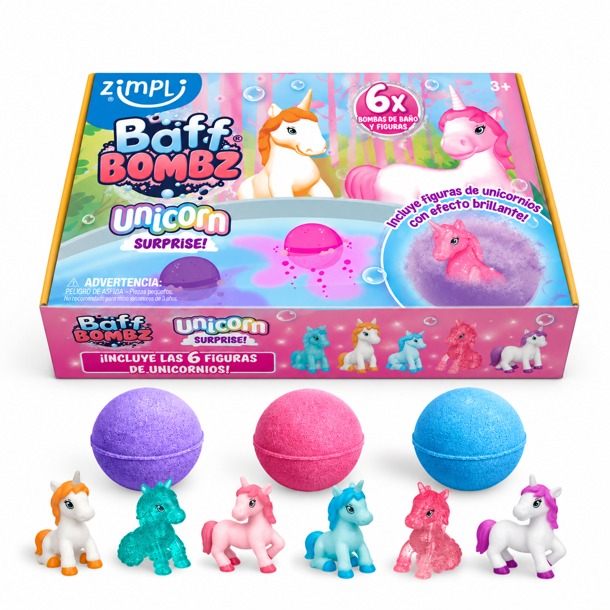 Pack 6 Bombas de Baño Surprise Unicornios - Zimpli