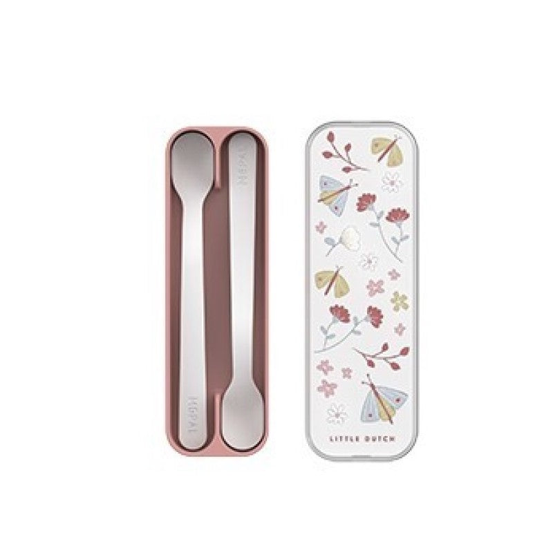 Pack Cucharas Mango Largo Flores y Mariposas Little Dutch