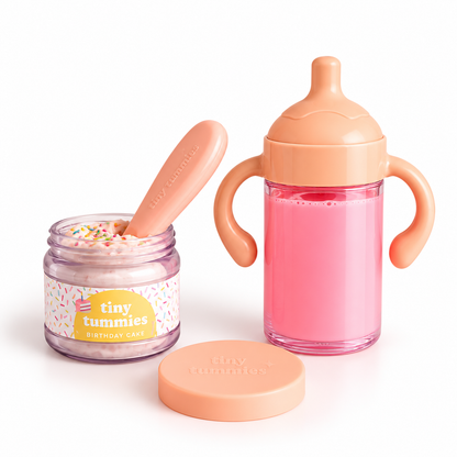 Pack Cumpleaños Potito y Biberón Mágico para Muñecas - Tiny Harlow