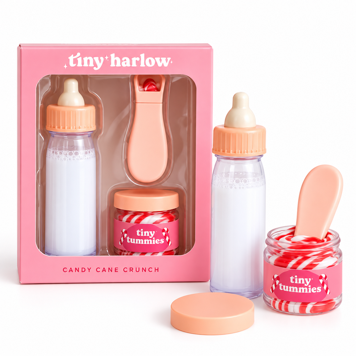 Pack Potito Caramelo y Biberón Mágico para Muñecas - Tiny Harlow