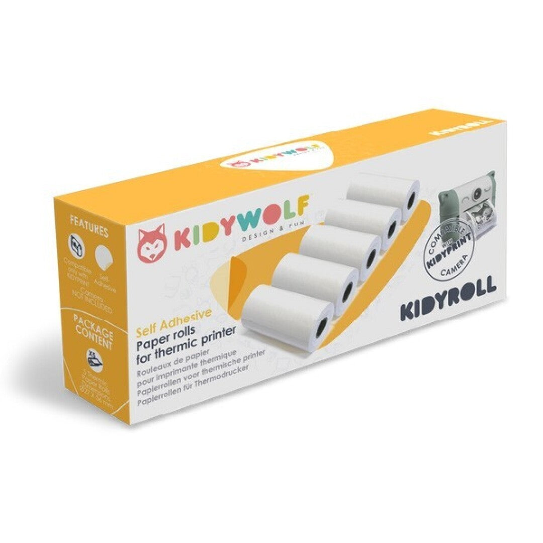 Papel Térmico Adhesivo para Cámara Kidyprint 5 Rollos de Kidywolf