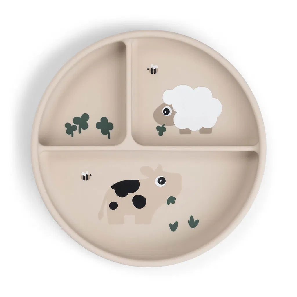 Plato Silicona Compartimentos Tiny Farm Beige - Done By Deer