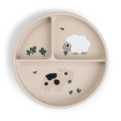 Plato Silicona Compartimentos Tiny Farm Beige - Done By Deer