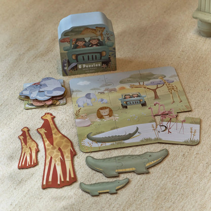 Puzzle 6 en 1 Safari Friends - Little Dutch