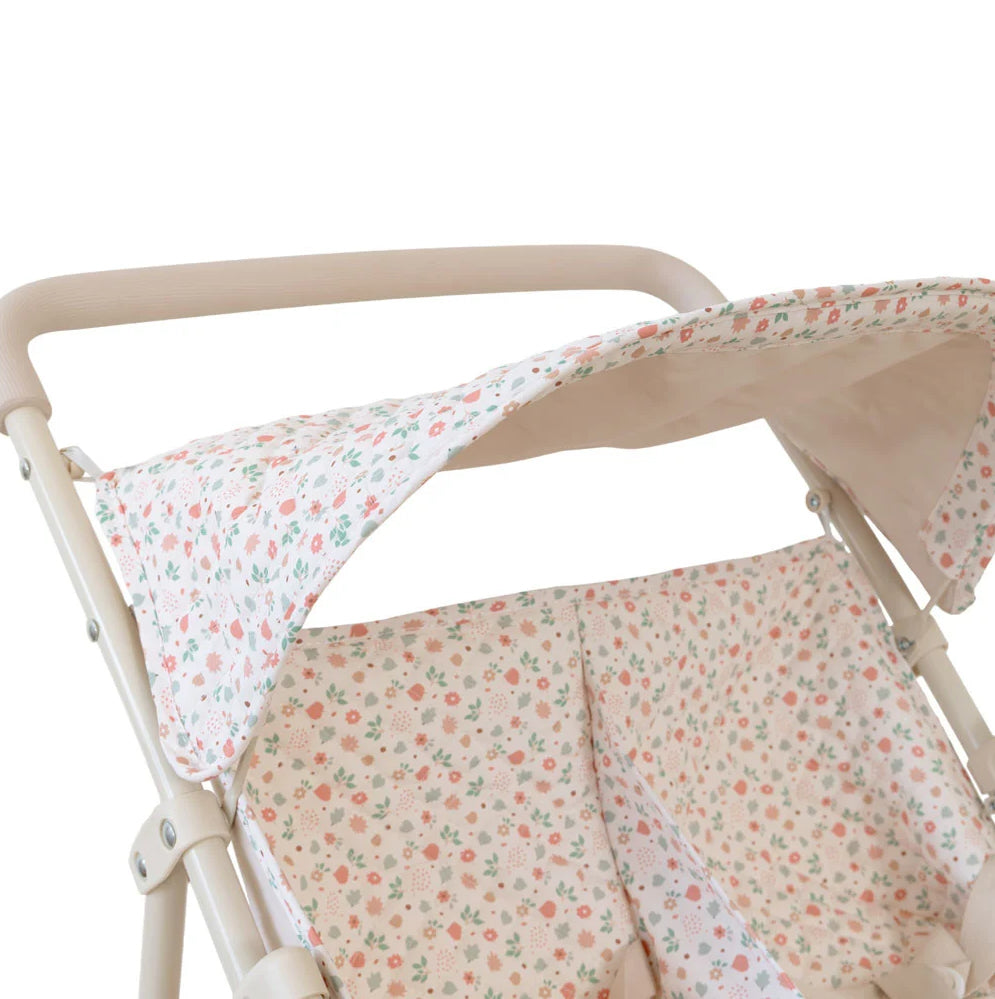 Pink Gingham Doll Stroller - Monnëka