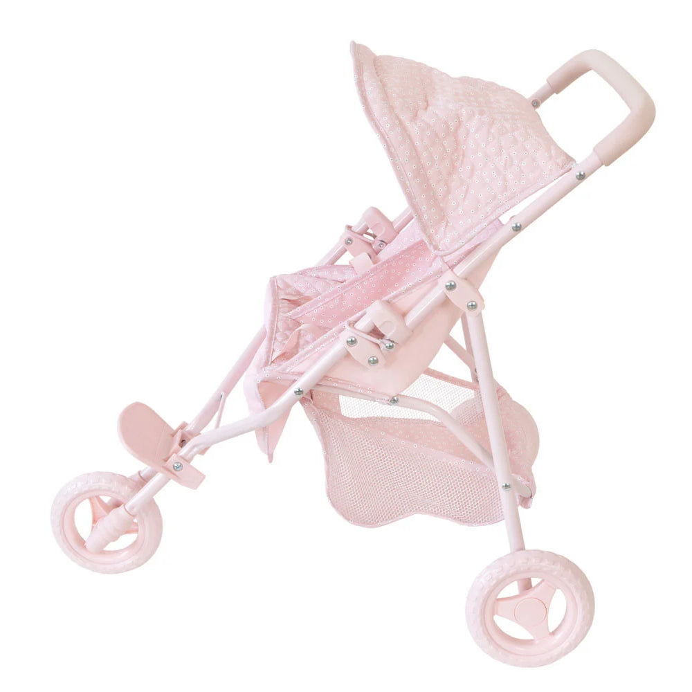 Pink Gingham Doll Stroller - Monnëka