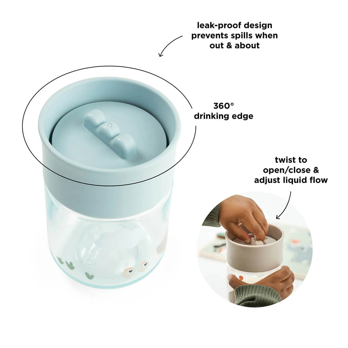 Taza de Aprendizaje 360° Tiny Farm Azul - Done By Deer