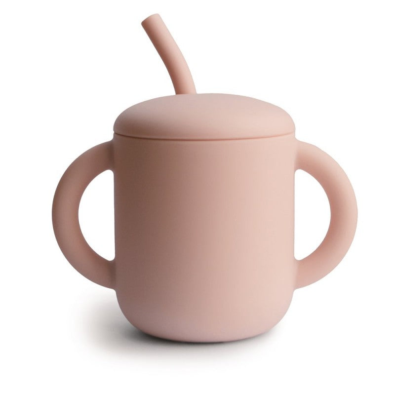 Taza Aprendizaje con Pajita Silicona Solid Blush - Mushie