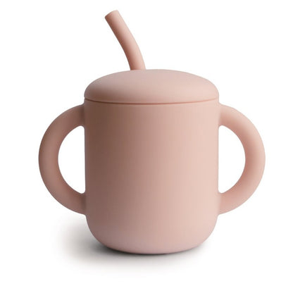 Taza Aprendizaje con Pajita Silicona Solid Blush - Mushie