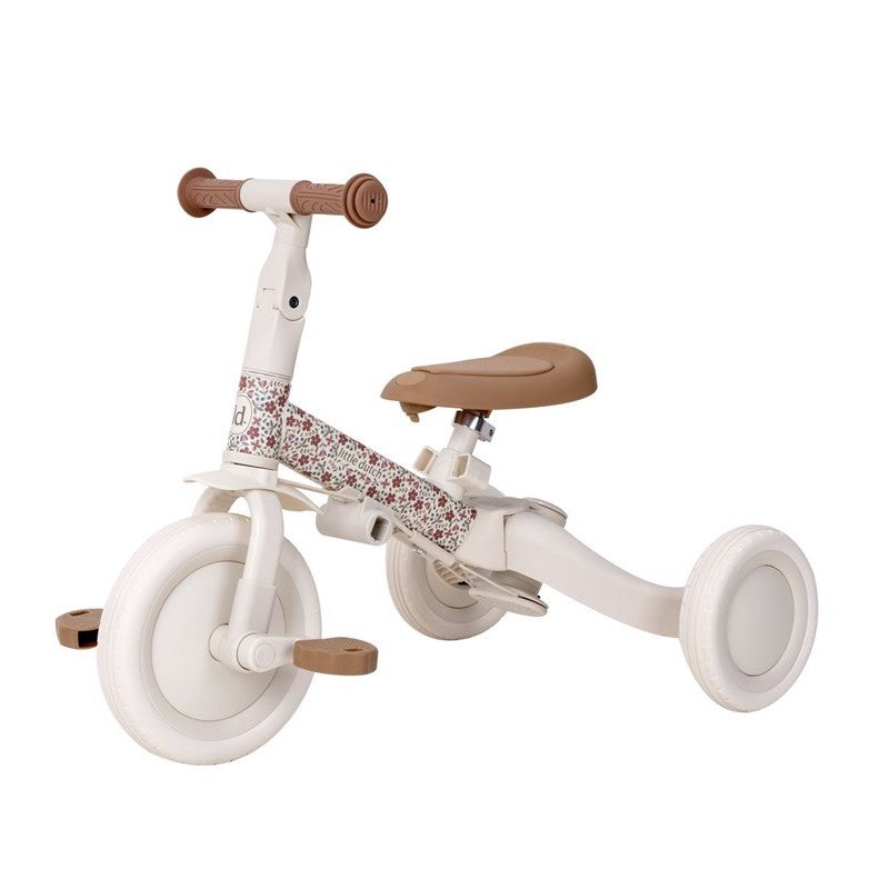 Triciclo con Barra Blanco Flores - Little Dutch