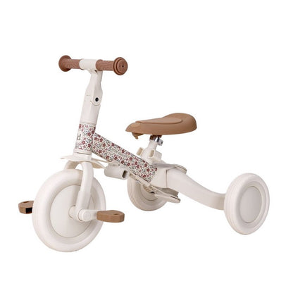 Triciclo con Barra Blanco Flores - Little Dutch