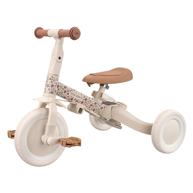 Triciclo con Barra Blanco Flores - Little Dutch