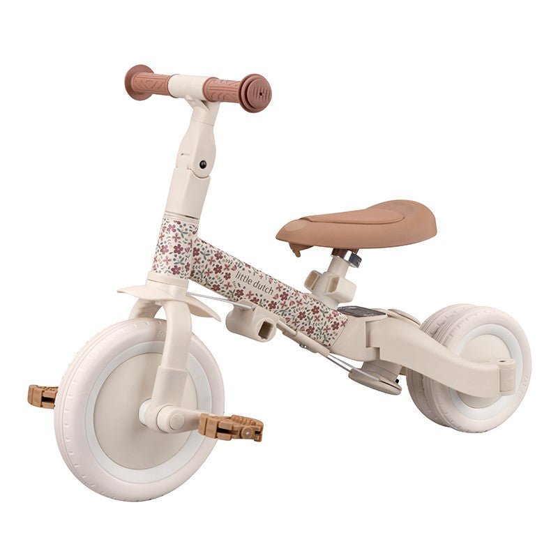 Triciclo con Barra Blanco Flores - Little Dutch