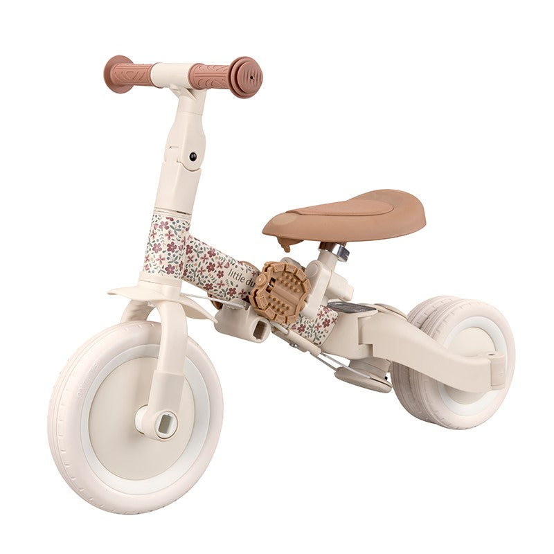 Triciclo con Barra Blanco Flores - Little Dutch