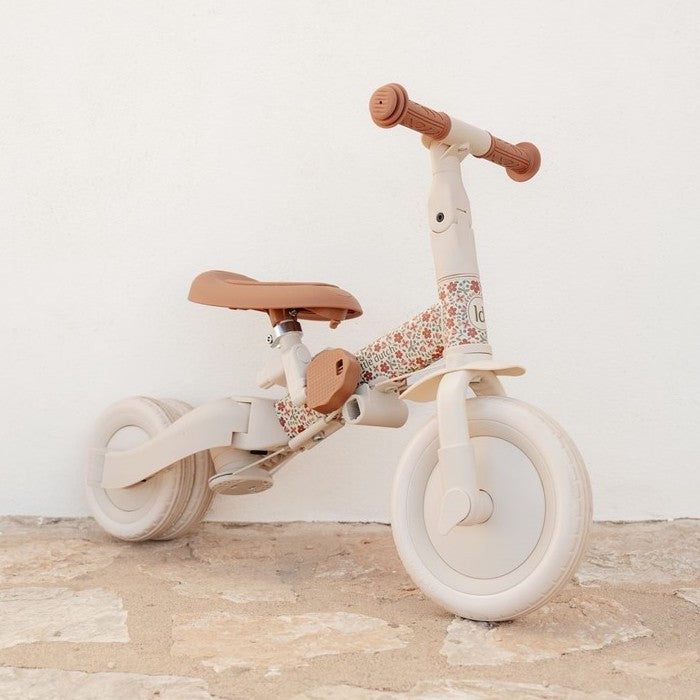 Triciclo con Barra Blanco Flores - Little Dutch
