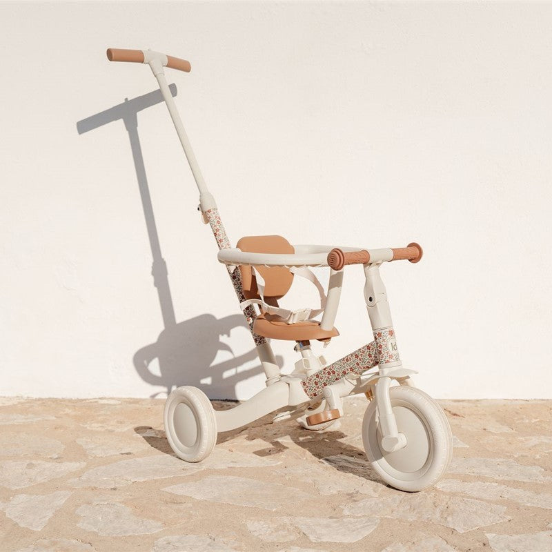 Triciclo con Barra Blanco Flores - Little Dutch