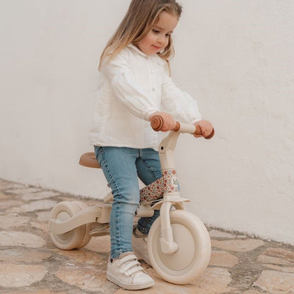 Triciclo con Barra Blanco Flores - Little Dutch