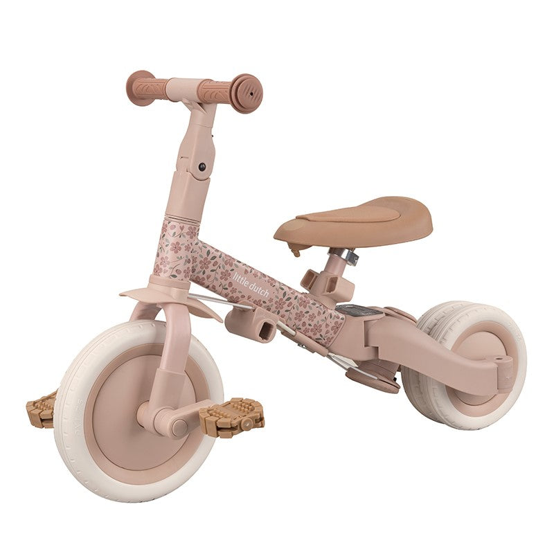 Triciclo con Barra Rosa Flores - Little Dutch