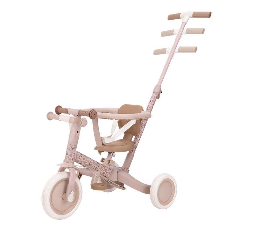 Triciclo con Barra Rosa Flores - Little Dutch
